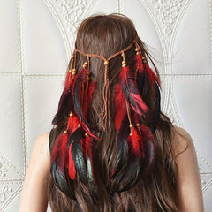 Bohemian Tassel Feather Headband Travel Photo Headdress Boho Style