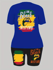 Women's Plus Mouth & Letter Print Tee & Shorts Set