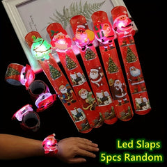 5pcs Christmas Santa Claus Slap Bracelets Assorted Designs