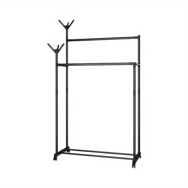 2 Layer Carbon Steel Coat Rack with Pulley Self Assembly Required