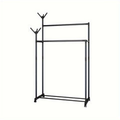 2 Layer Carbon Steel Coat Rack with Pulley Self Assembly Required