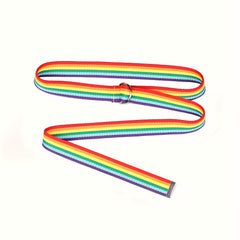 Rainbow Canvas Belt Double Ring Block Belt