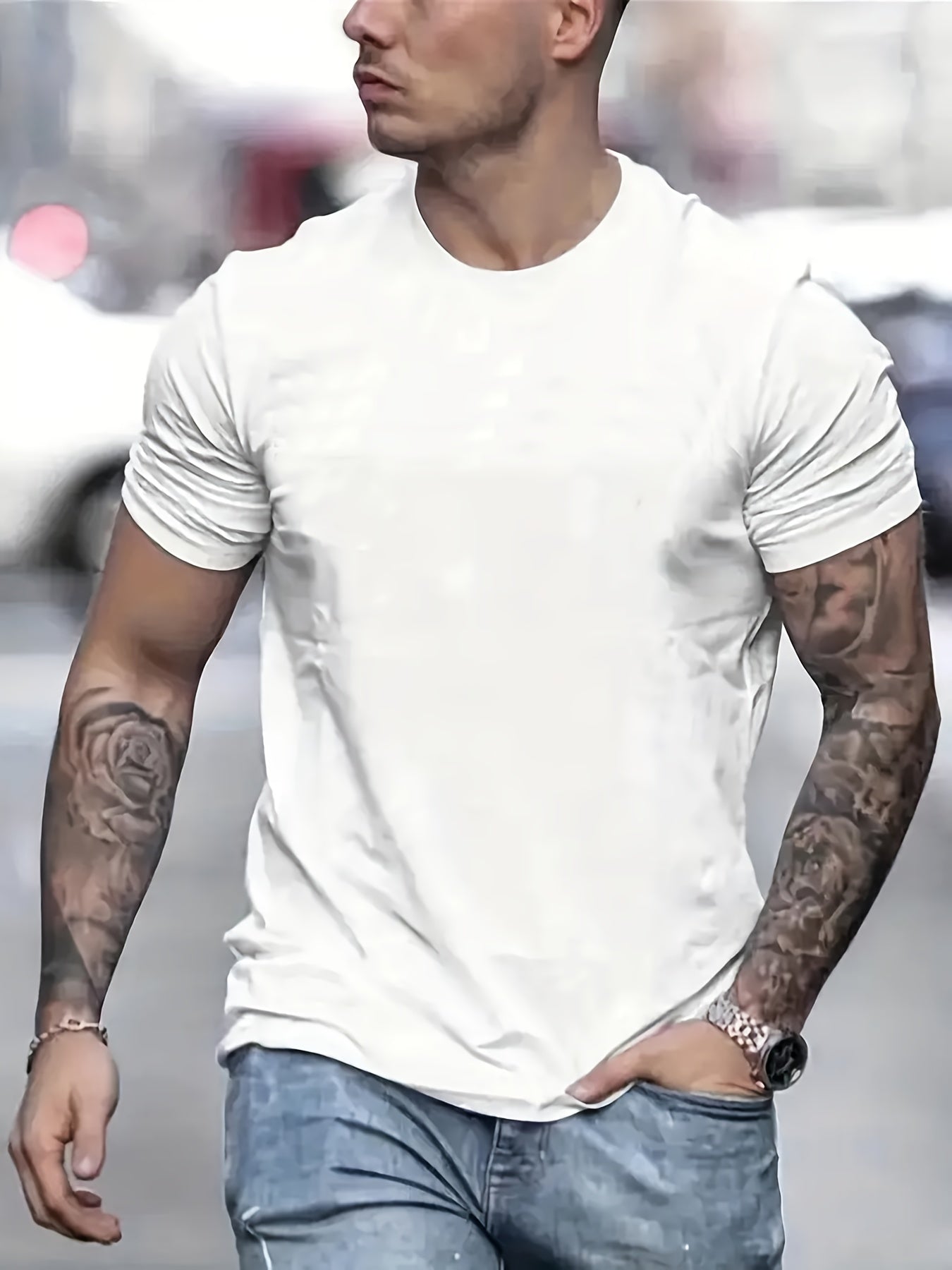 Men's Solid Crew Neck T shirt Casual Comfy Tees For Summer