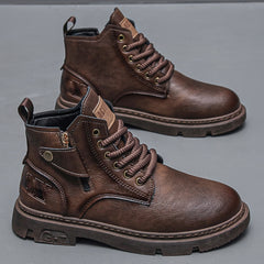 Men's Retro Ankle Boots PU Leather Lace-up Outdoor Trekking