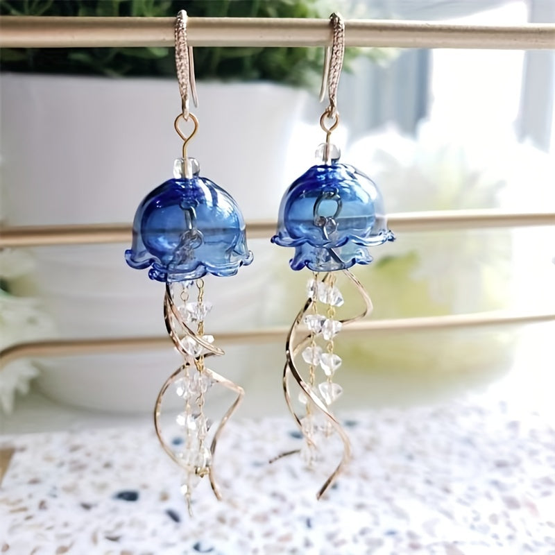 Creative Jellyfish Tassel Earrings Holiday Gift For Girls Summer Vacation