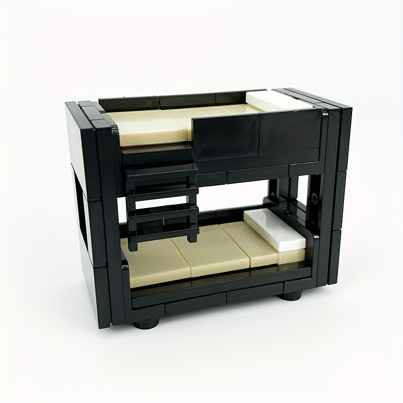 MOC Small Particle Building Blocks Double Bed DIY Furniture Bedroom