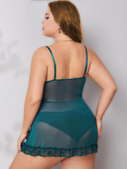 Lace Mesh Ruffle Babydoll Dress