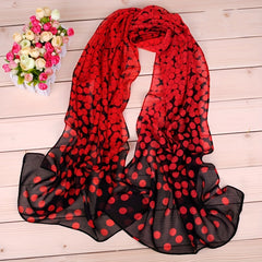 Casual Chiffon Scarf Dot Print Gradient Windproof Shawl Beach Towel