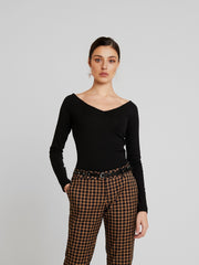 Solid Long Sleeve V Neck Ribbed Knit Shirt for Women Casual Sports Top