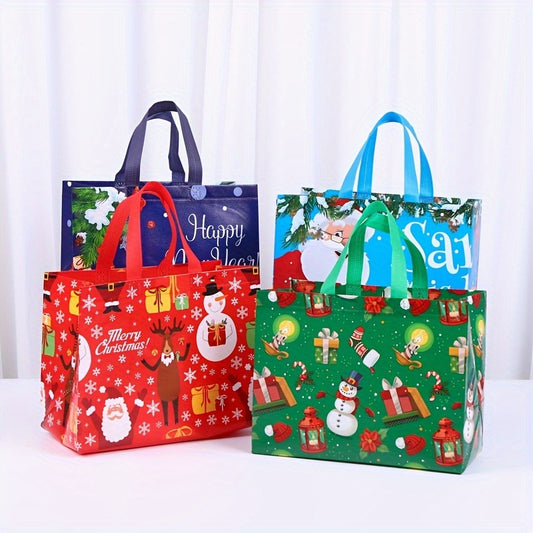 4PCS Christmas Gift Bags Christmas Tote Bags With Handles Christmas Treat Bags