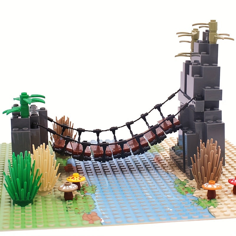 Blocks Drawbridge Set Mountain Jungle Forest Construction Building Bricks DIY