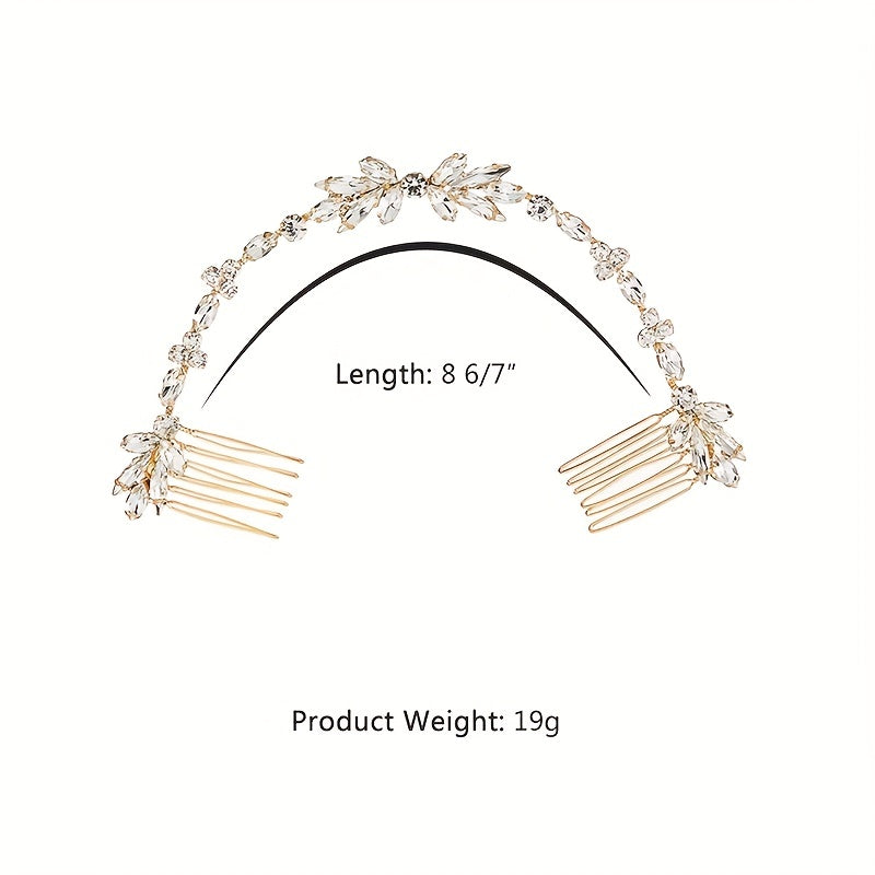 Crystal Hair Comb Bun Hair Headdress Floral Hair Comb Pair Comb Soft Chain Brida