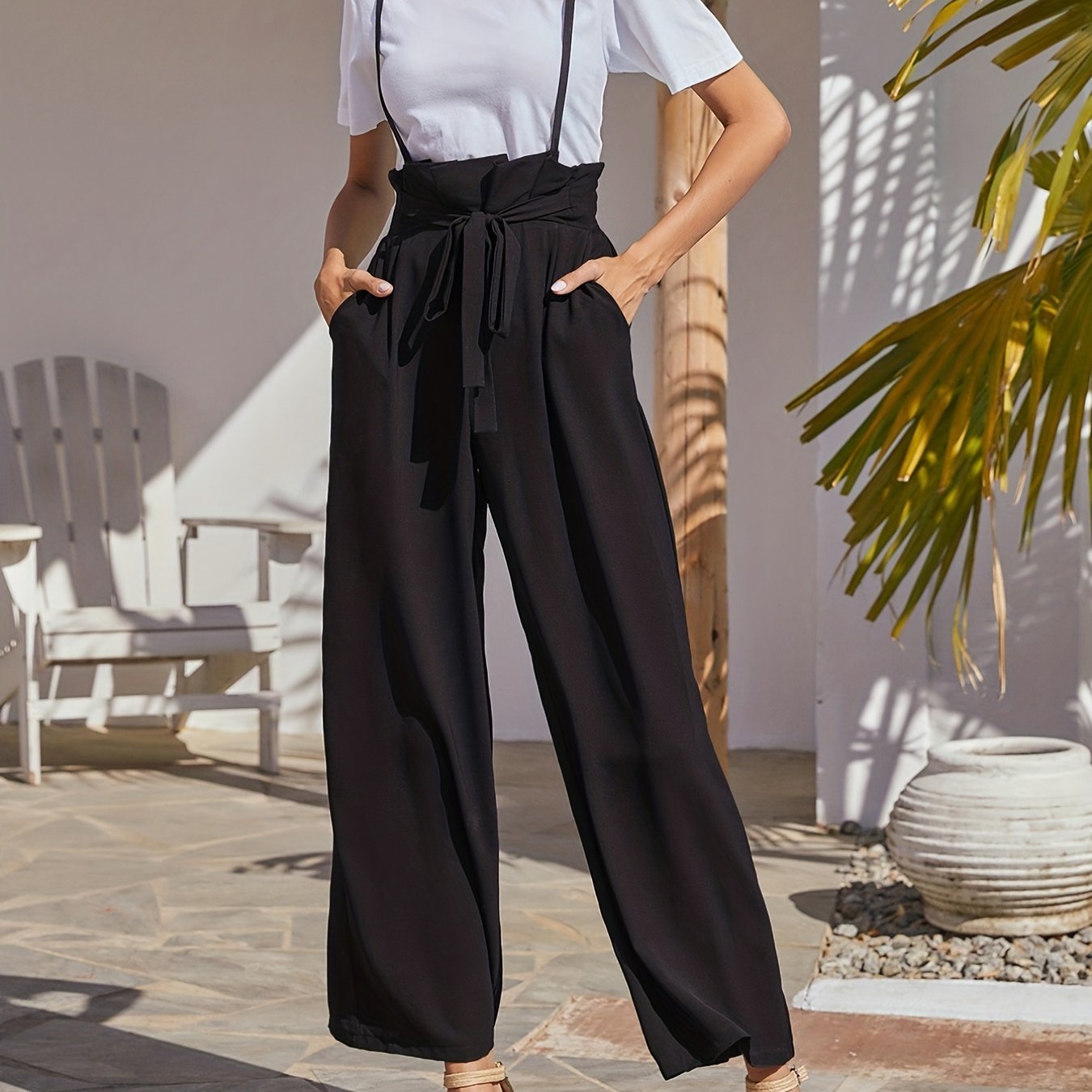Wide Leg High Waist Lounge Trousers With Pockets