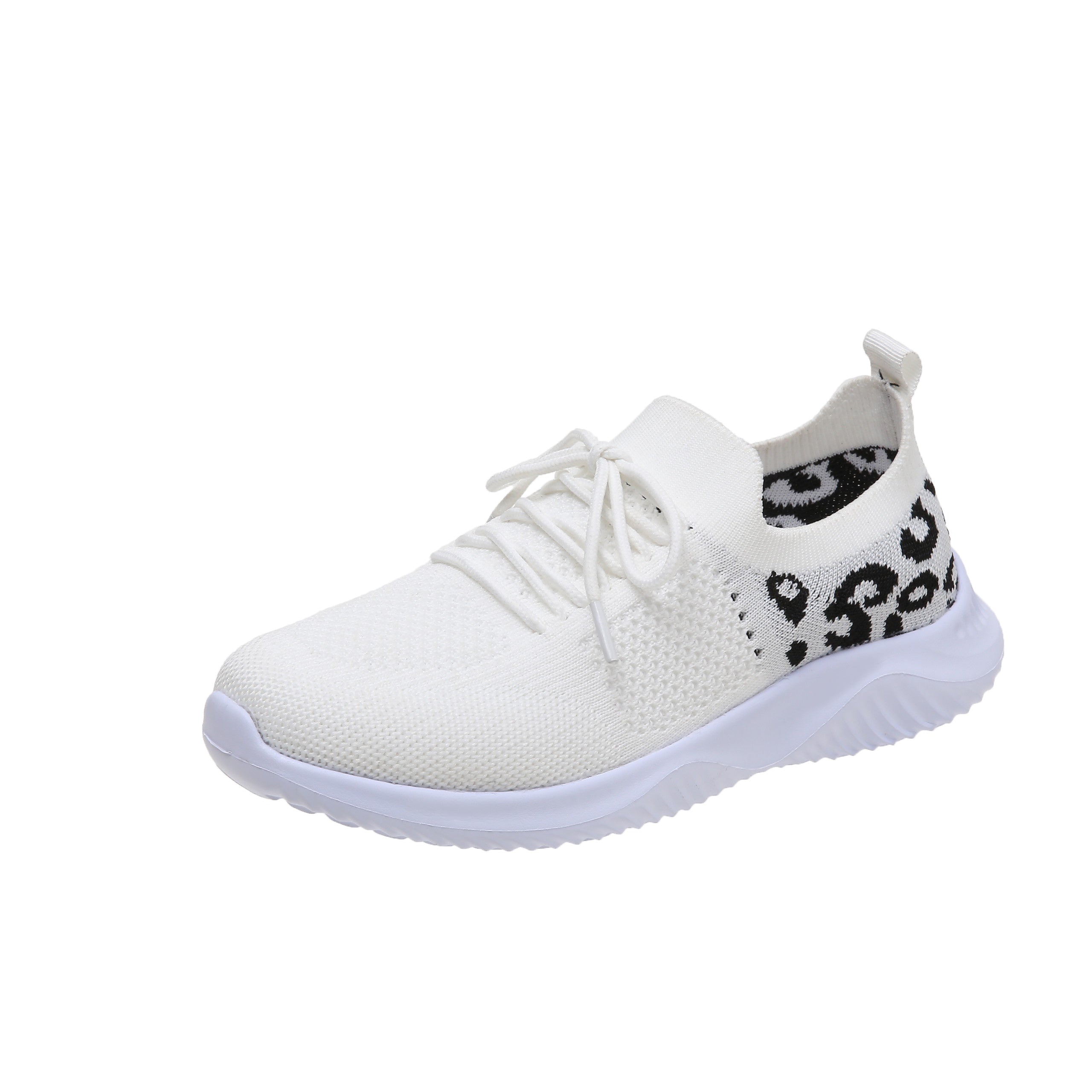 Leopard Print Casual Sneakers Low Lace Up Flatform Shoes