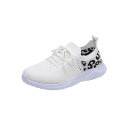 Leopard Print Casual Sneakers Low Lace Up Flatform Shoes