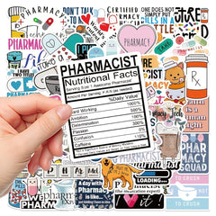 50pcs Cartoon Pharmacist Stickers Waterproof & Removable