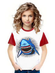 3D Shark Graphic T-shirt for Kids, Summer Gift