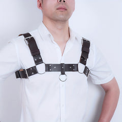 Men's PU Leather X-Shaped Shoulder Armor Chest Harness