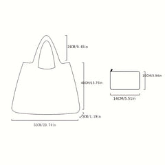 Foldable Casual Tote Bag Large Capacity Lightweight Durable Shoulder Bag
