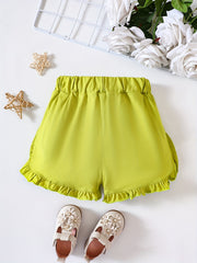 Comfy Baby Girls Ruffle Trim Loose Shorts
