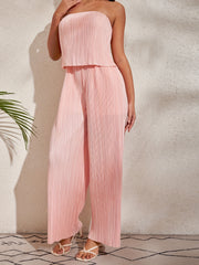 Solid Sleeveless Jumpsuit Casual Wide Leg Jumpsuit Women