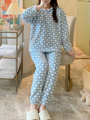 Polka Dot Fuzzy Pajama Set Women's Sleepwear