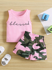 Toddler Girls Tank Top Camo Shorts Set Baby Kids Clothes Summer