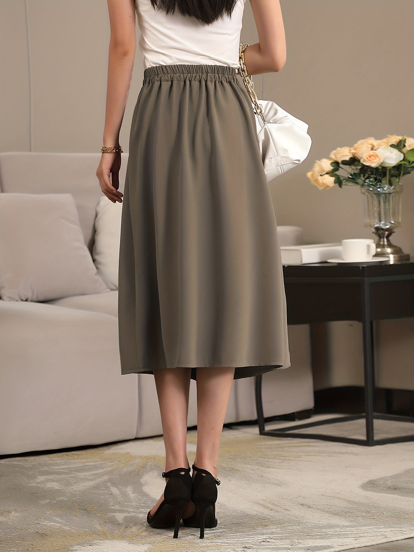 High Waist A-Line Skirt for Women