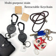 Portable Heavy Duty Retractable Keychain with Steel Wire Rope for Outdoor