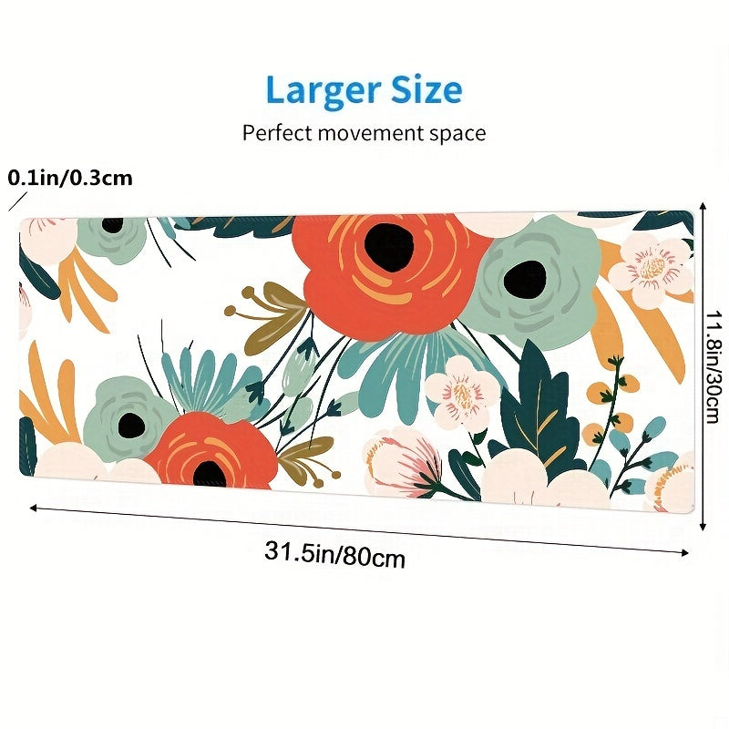 Large Flower Gamer Mouse Pad - Non-Slip Waterproof Natural Rubber Base