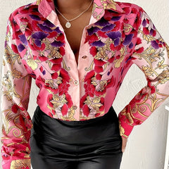 Button Up Long Sleeve Blouse