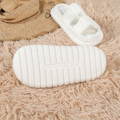 Double Strap Platform Slippers Plush Home Shoes