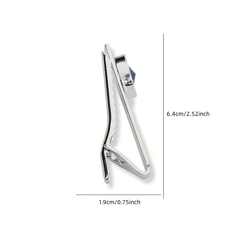 Round Zircon Collar Clip Shirt Suit Tie Clip For Men