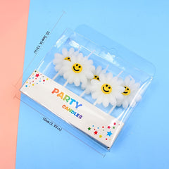 5pcs Daisy Happy Face Sunflower Candle for Birthday Cake Party