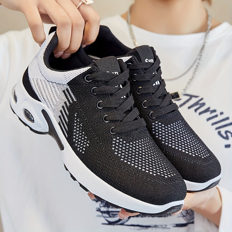 Women's Air Cushion Sports Shoes Casual Knitted Shock Absorption Running Shoes