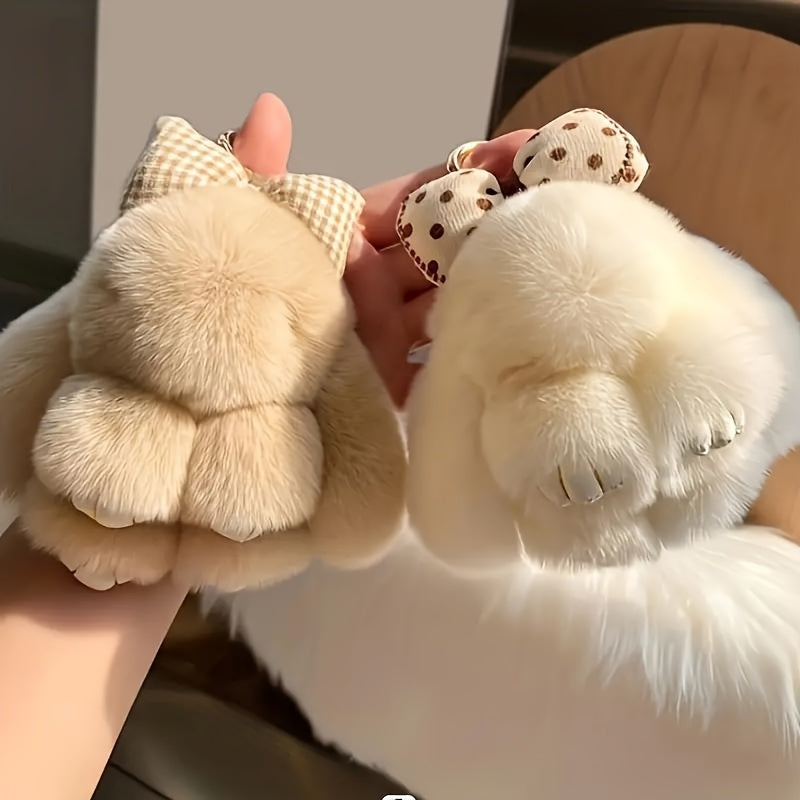 Soft Rabbit Fur Keychain Fluffy Rex Bunny Keychain Decoration
