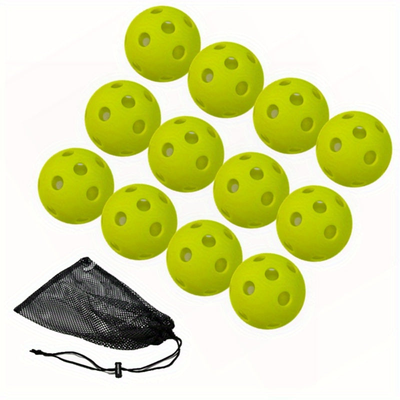 12 Pack Pickleball Balls w/ Storage Bag - Training & Competition
