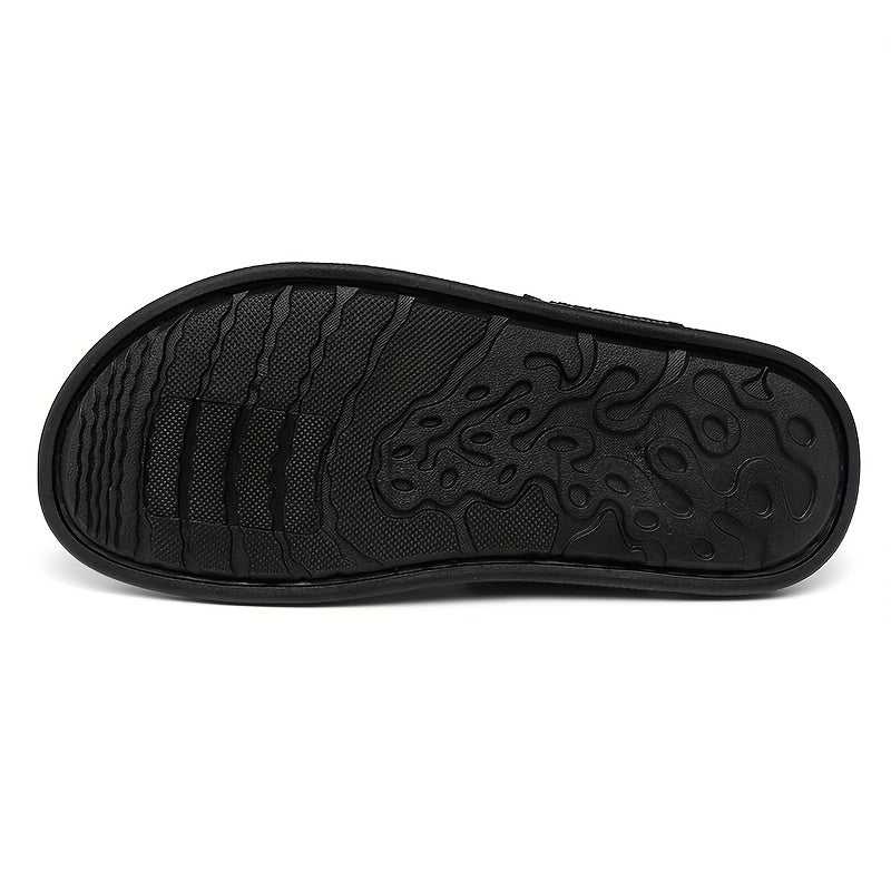 Men's Casual Letter Print Open Toe Slip On Hollow Out Strap Sandals