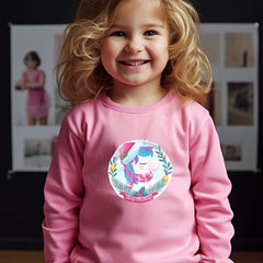 Unicorn Pattern Crew Neck Sweatshirt For Girls Kids