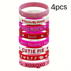 8pcs Love Pattern Silicone Bracelet Gift Party Bracelet Set