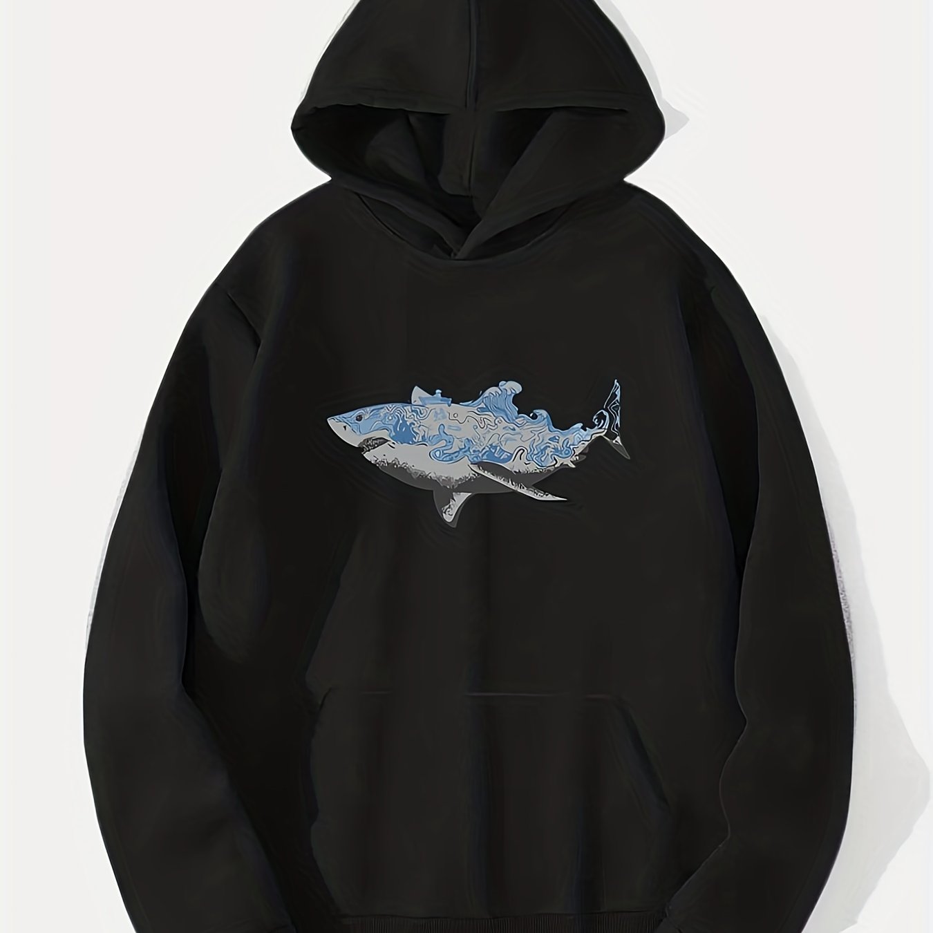 Shark Print Hoodie for Men Casual Graphic Pullover Sweatshirt