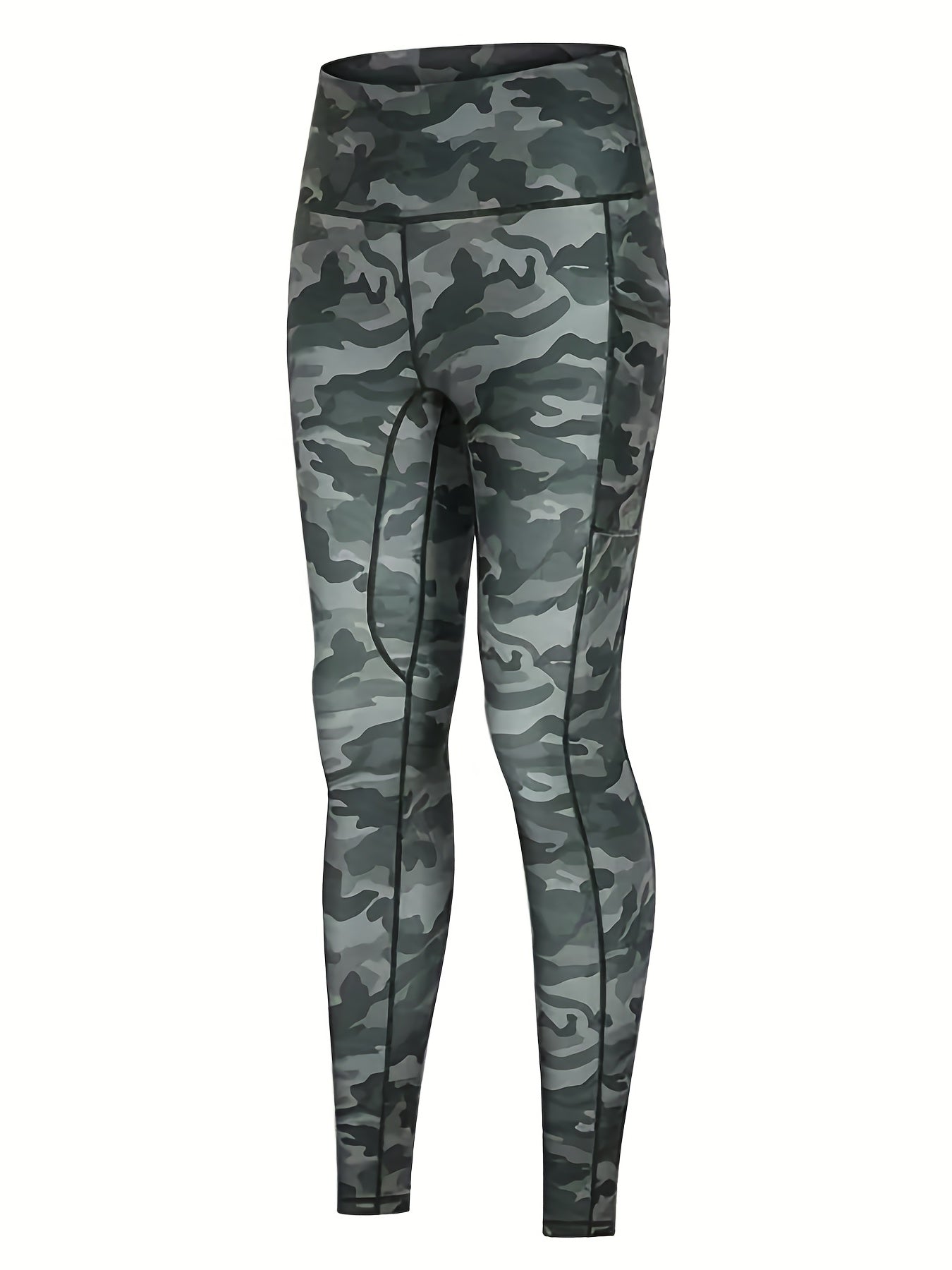 Camo Print Tummy Control Yoga Pants With Pockets