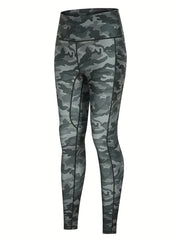 Camo Print Tummy Control Yoga Pants With Pockets