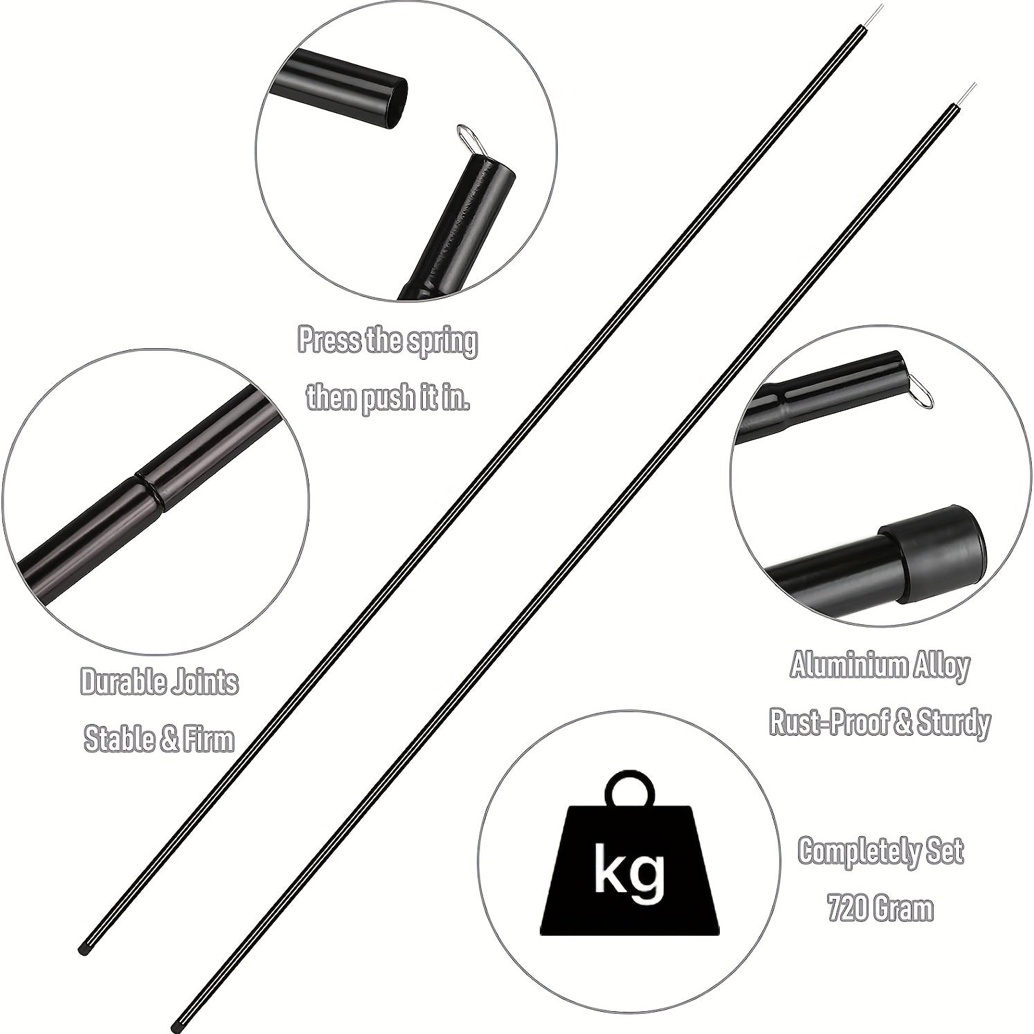 Adjustable Telescopic Tent Pole Set for Outdoor Canopy