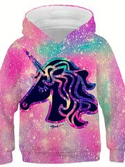 Boy's Horse Graphic Hoodie, 3D Print Sweatshirt