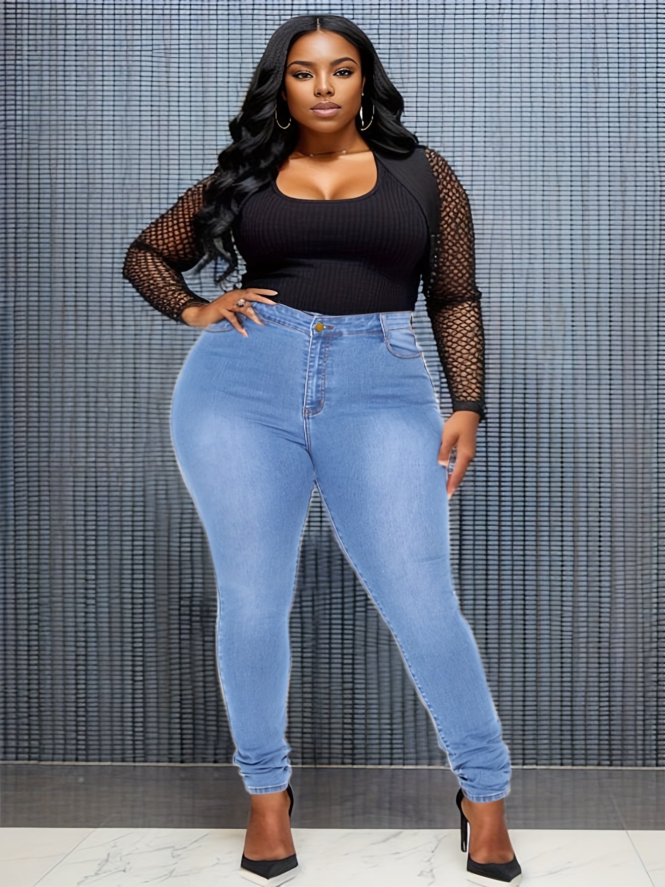 High Rise Stretchy Skinny Jeans for Plus Size Women