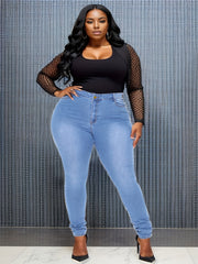 High Rise Stretchy Skinny Jeans for Plus Size Women