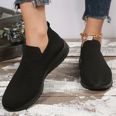Women's Breathable Woven Sneakers Low Top Slip On Shoes