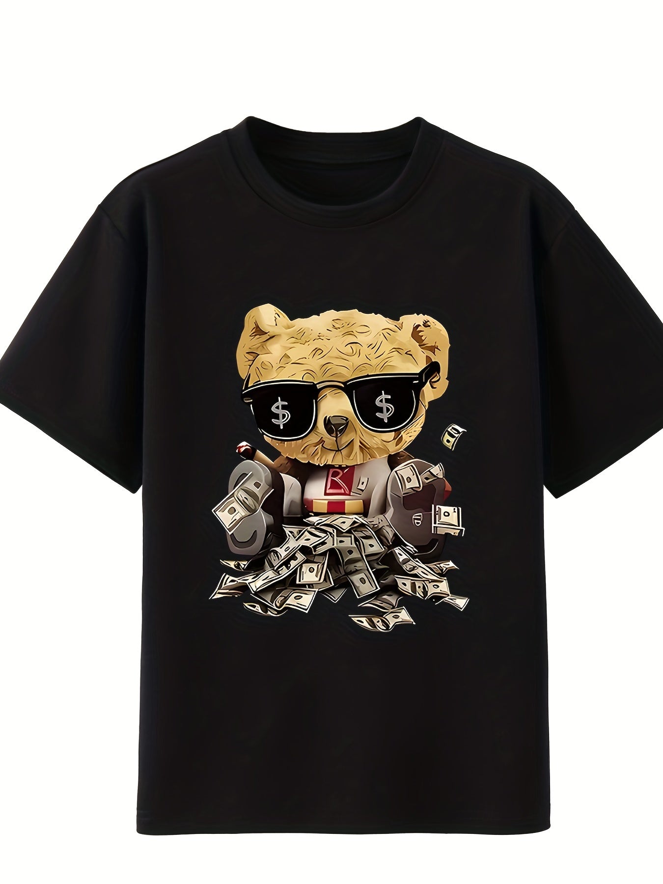 Boys Cartoon Cash Bear Pattern 2pcs T shirt & Drawstring Shorts Set