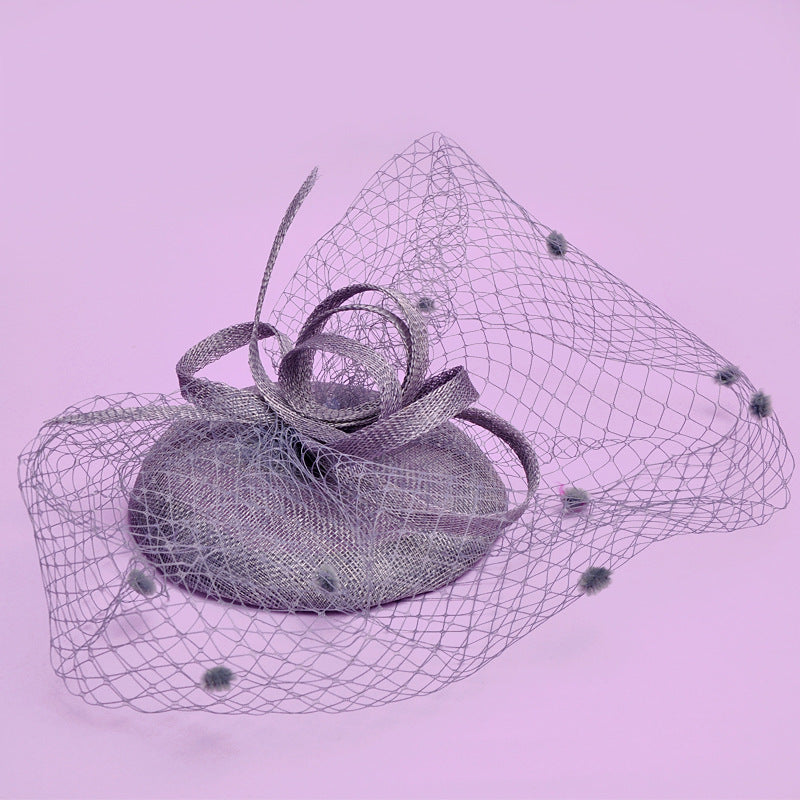 Retro Feather Veil Mesh Flower Hat for Women